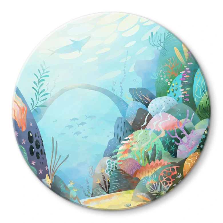 Glasbild Korallenriff in blauer Lagune - DigitalArtsi - Rund 