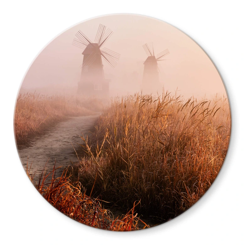 Glasbild Eom - Nebliger Morgen - Rund 