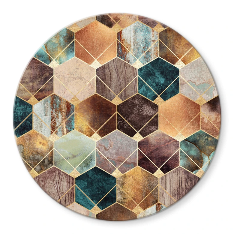 Glasbild Fredriksson - Gold und Kupfer - Rund 