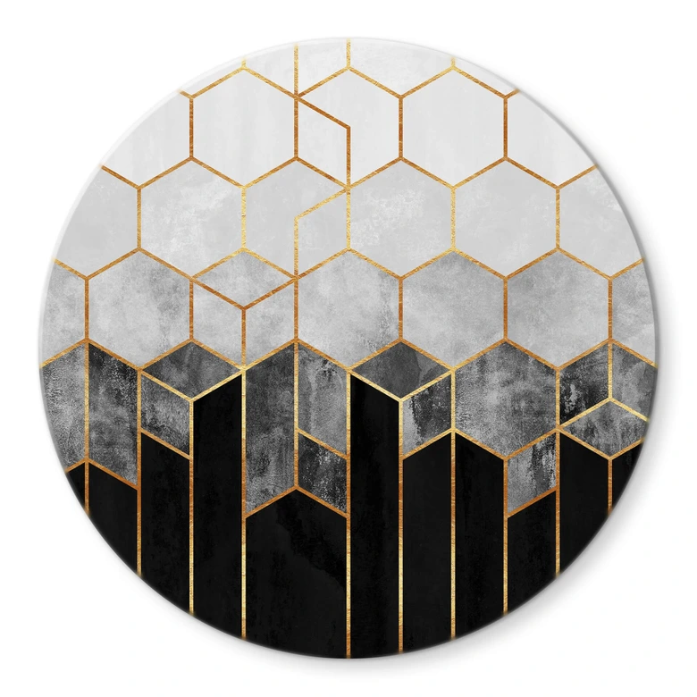 Tableau sur verre Fredriksson - Hexagones : noirs et gris 
