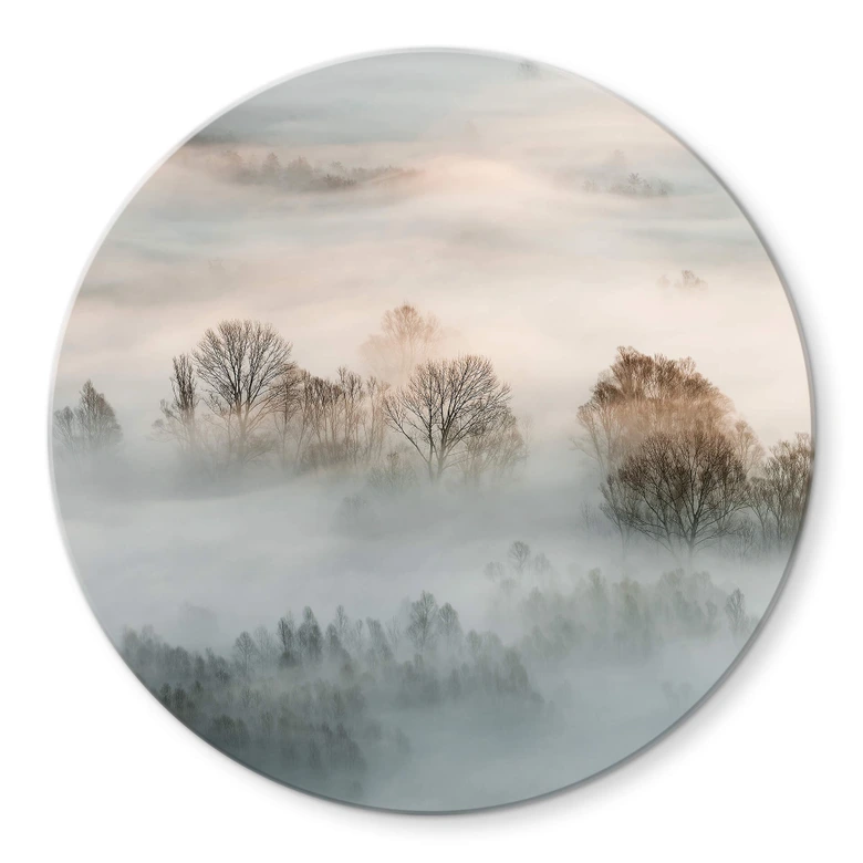 Glasbild Galimberti - Winternebel - Rund 