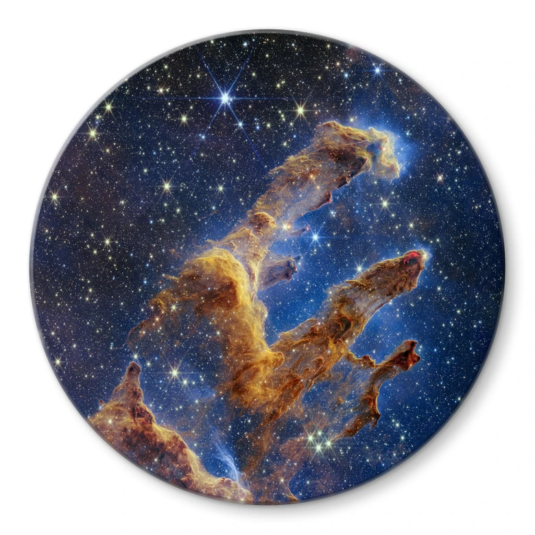 Glasbild James Webb Telescope - Pillars of Creation - Rund 
