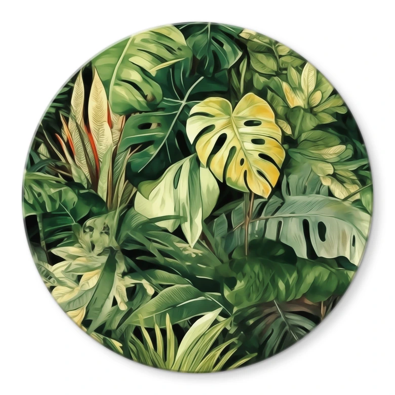 Glasbild Dschungelpflanzen - Jaszke - Rund 