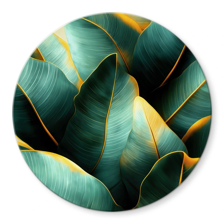 Glasbild Exotische Bananenblätter - Jaszke - Rund 