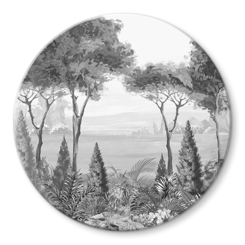 Glasbild Idyllische Pflanzenlandschaft - Ms Tiff - Rund 