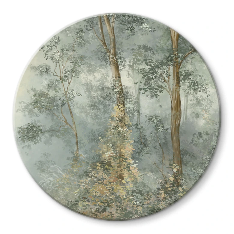 Glasbild Verwunschener Wald - Ms Tiff - Rund 