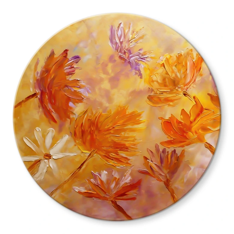 Glasbild Goldener Blütenrausch - Pomata - Rund 