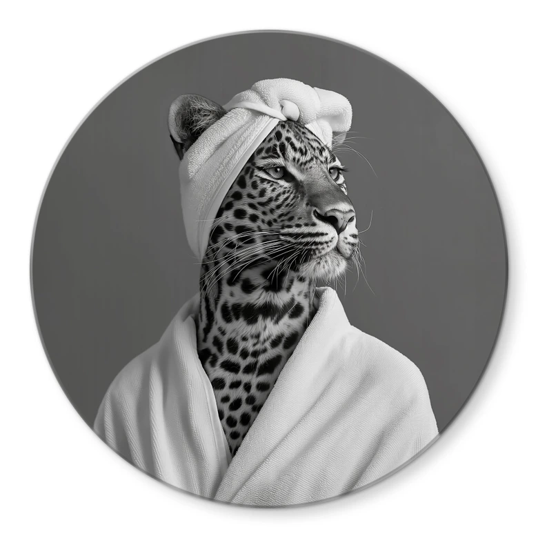 Glasbild Royale Spa-Auszeit mit Leopard - Rahner - Rund 