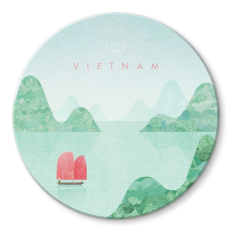 Tableau en verre La baie d'Halong au Vietnam - Rivers - Rond 