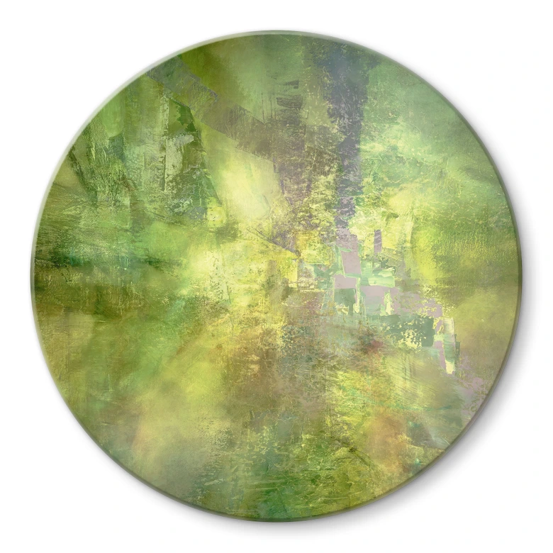 Tableau en verre Jeu de couleurs de vert d'or - Schmucker - Rond 