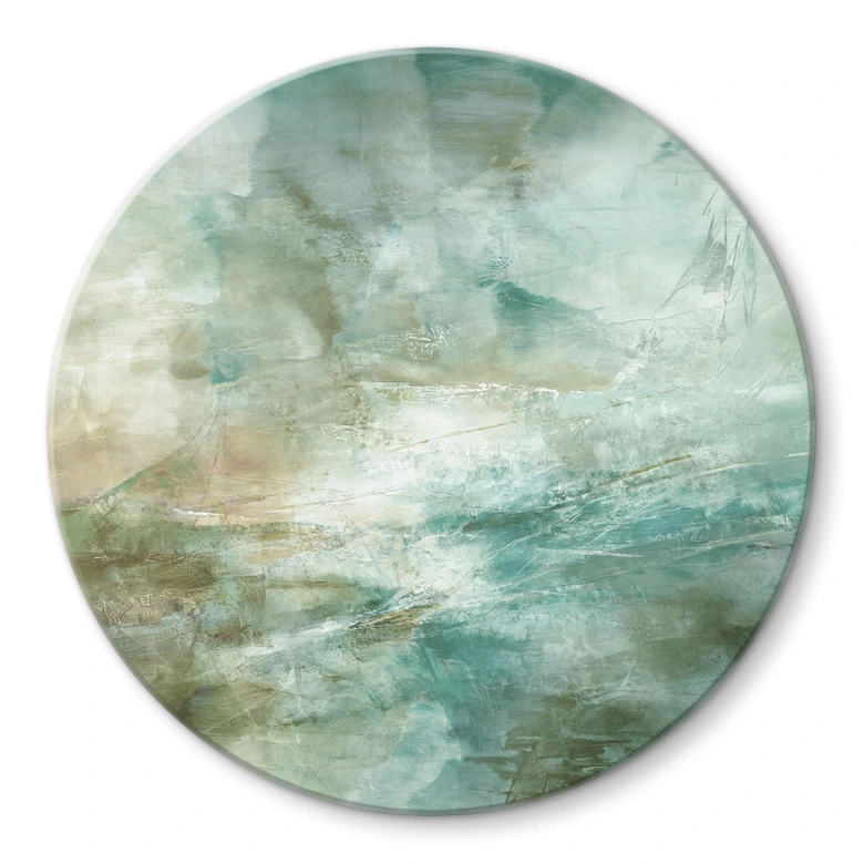 Glasbild Salbeigrünes Nebellicht - Schmucker - Rund 