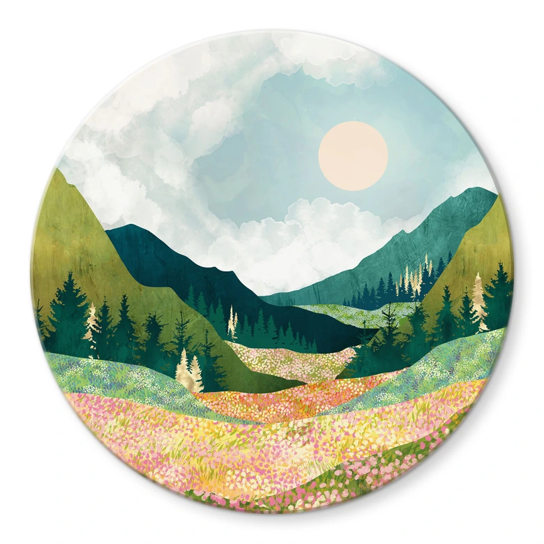 Tableau sur verre Prairie printanière aux couleurs vives - SpaceFrog Designs 