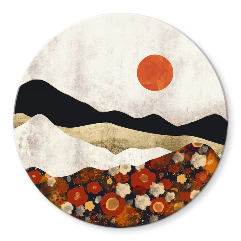 Glasbild Herbstliche Berglandschaft - SpaceFrog Designs - Rund 