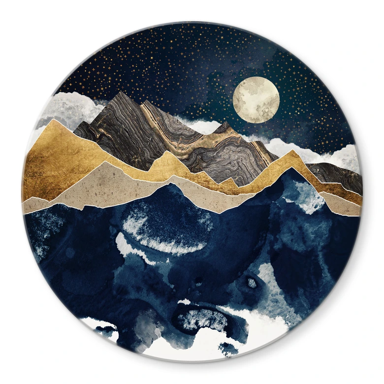 Glasbild Sternenhimmel im Winter - SpaceFrog Designs - Rund 