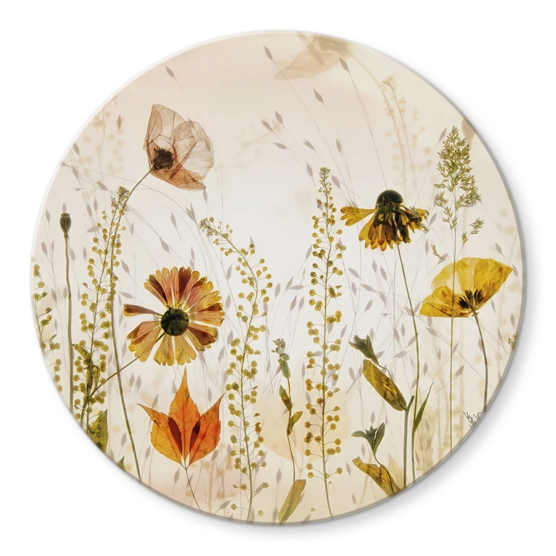 Glasplaat Wilde weidebloemen in het zonlicht - Talen - Rond 