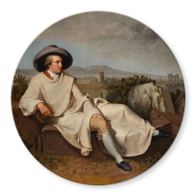 Glasbild Tischbein - Goethe in der römischen Campagna - Rund 
