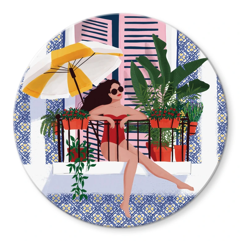 Glasbild Urlaub auf dem Balkon - Tomljanovic - Rund 