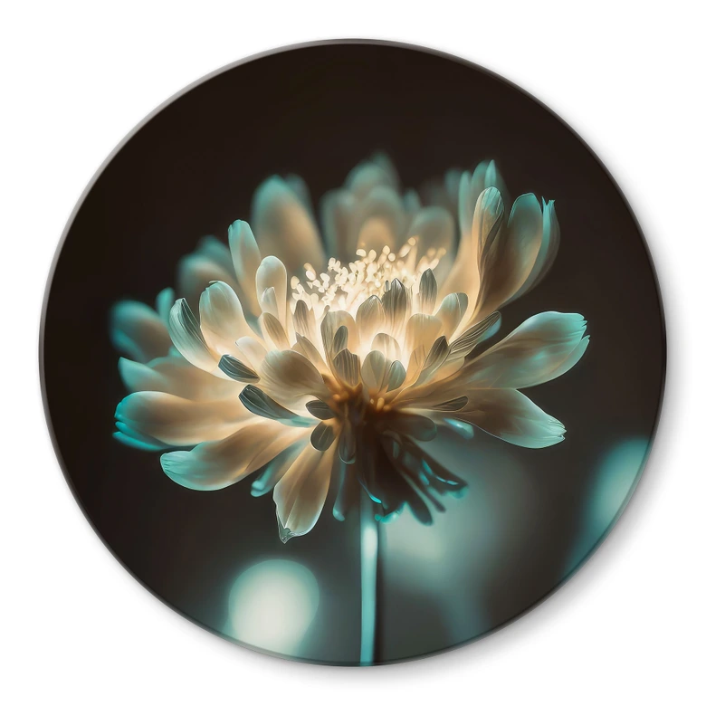 Glas billede Lysende blomsterhjerte - Treechild - Rund 