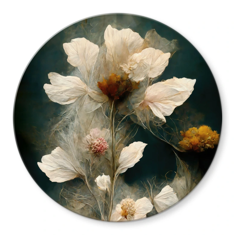 Tableau en verre Fleur éphémère - Treechild - Rond 
