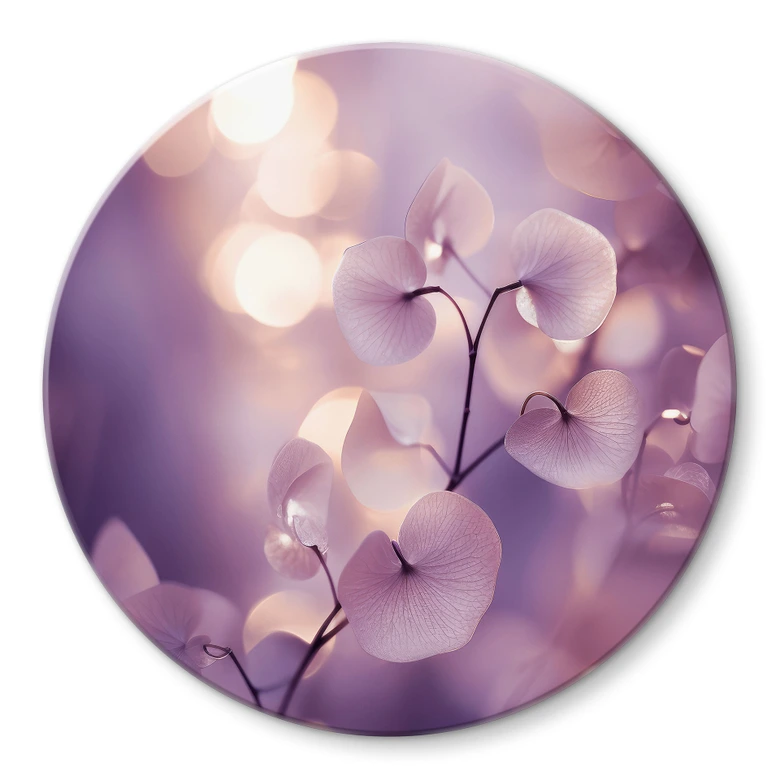 Tableau en verre Tendre orchidée en violet - Treechild - Rond 