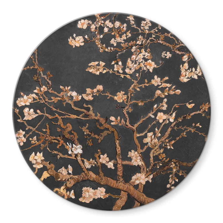Glasbild van Gogh - Mandelblüte herbstlich - Rund 
