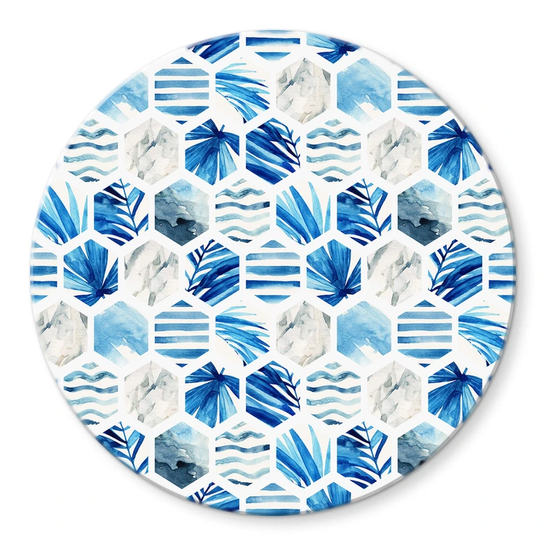 Glasbild Watercolour - Waves - Rund 