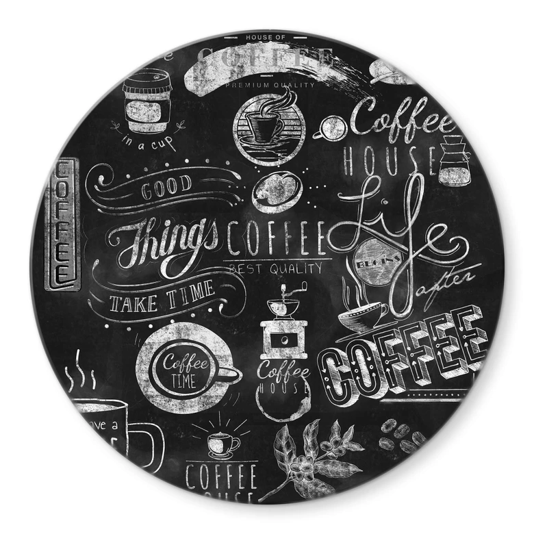 Glasbild World of Coffee - Rund 