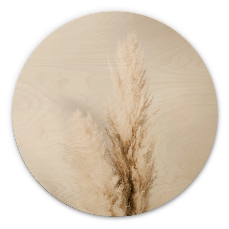 Holzbild 1X Studio - Gebundenes Pampasgras - Rund 