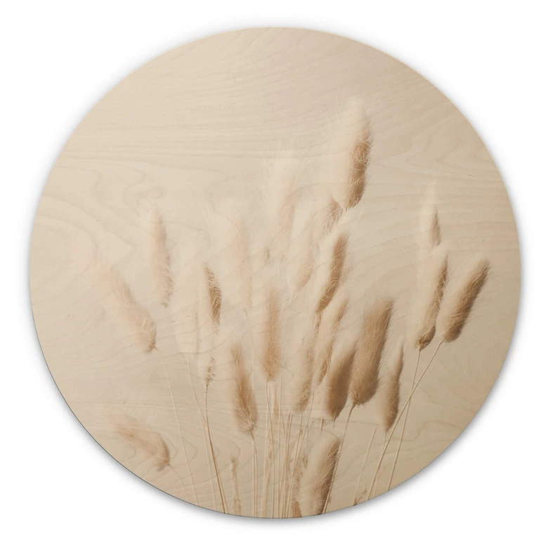 Holzbild 1X Studio - Getrocknete Gräser - Rund 