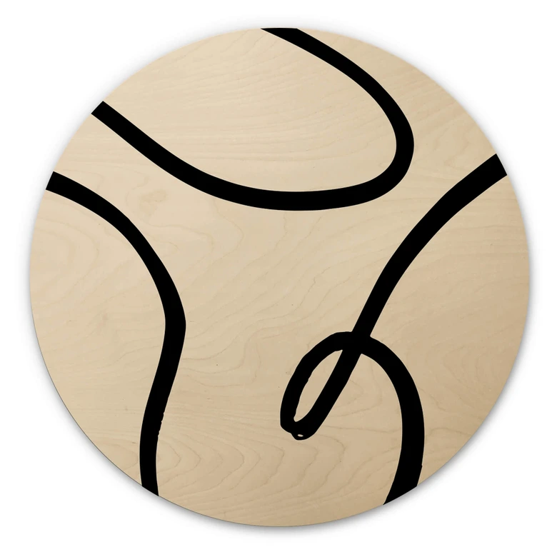 Tableau sur bois rond 1X Studio - Abstraction curviligne 