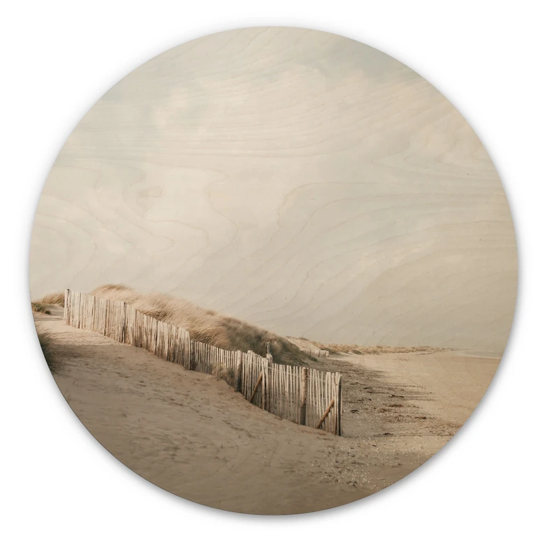 Tableau sur bois Paysage de dunes de la mer du Nord - Annie - Rond 