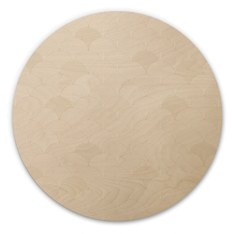 Holzbild Abstrakte Halbkreise in Soft Beige - Bloomery Decor - Rund 