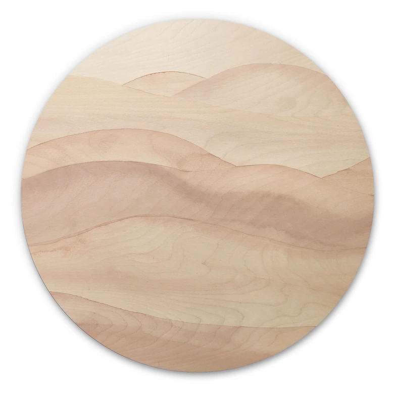 Holzbild Sanfte Hügel in Aquarell - Bloomery Decor - Rund 
