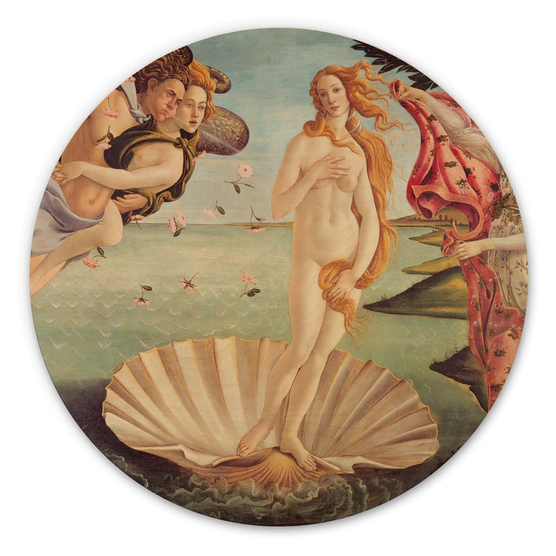 Billede af træ Botticelli - Venus' fødsel - Rundt 