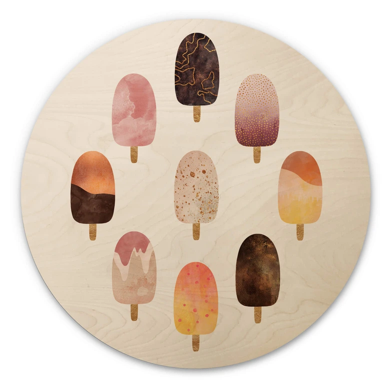 Tableau sur bois rond Fredriksson - Variation de glace 