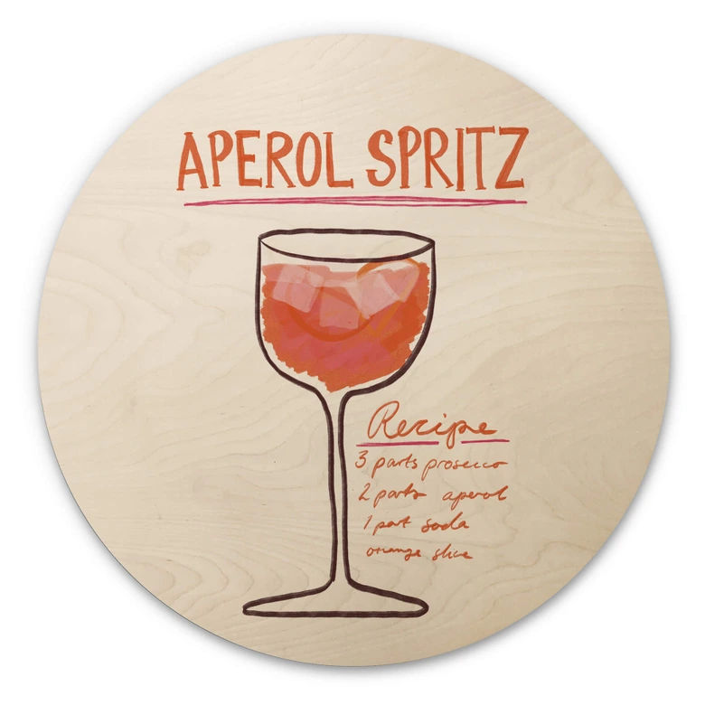 Tableau sur bois Fritsch - Aperol Spritz - Rond 