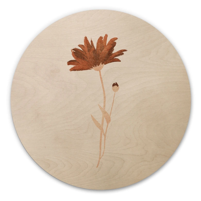 Holzbild Wildblume abstrakt - Goed Blauw - Rund 