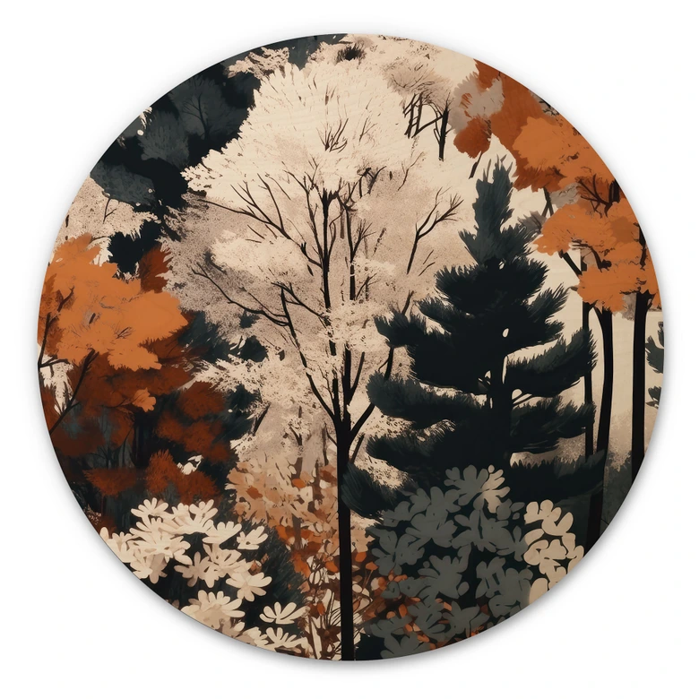 Holzbild Bunter Herbstwald - Jaszke - Rund 