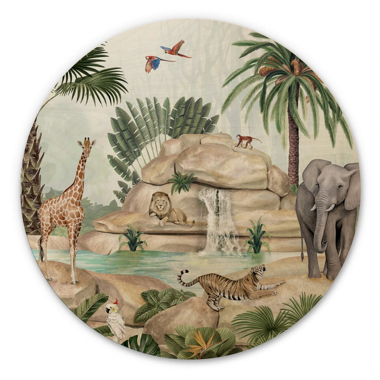 Obraz drewniany do pokoju dziecięcego Kikki Belle - Jungle Paradise Round 