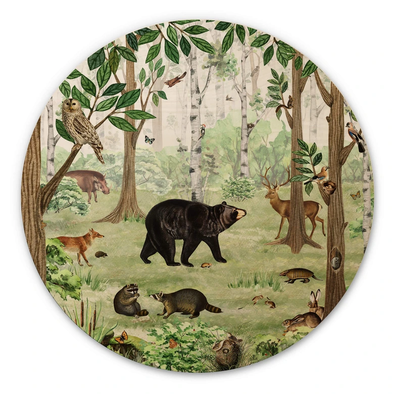 Wandcirkel Hout Kikki Belle - Zoekplaatje Bos 