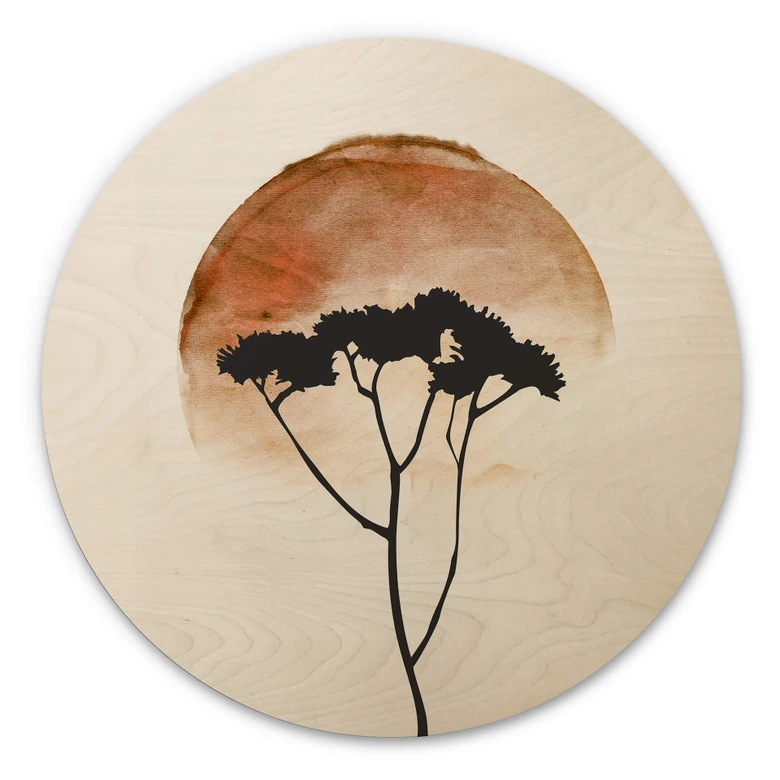 Holzbild Kubistika - Afrikanische Wüste - Rund 