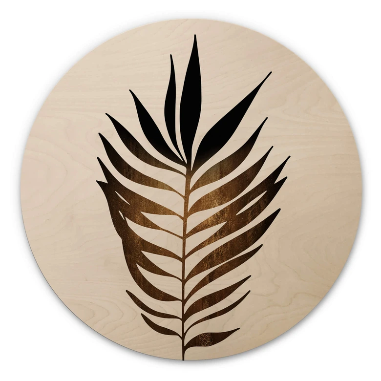Wandcirkel Hout Kubistika Golden Leaf 