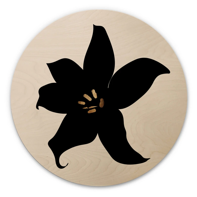Holzbild Kubistika - Dunkle Orchidee - Rund 