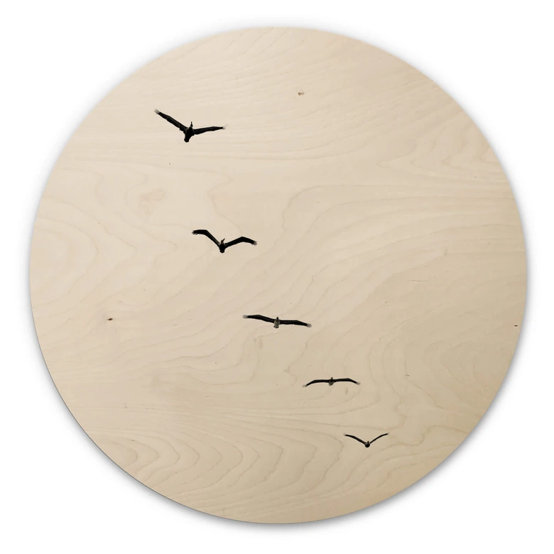 Holzbild Kubistika - Hoch am Himmel - Rund 