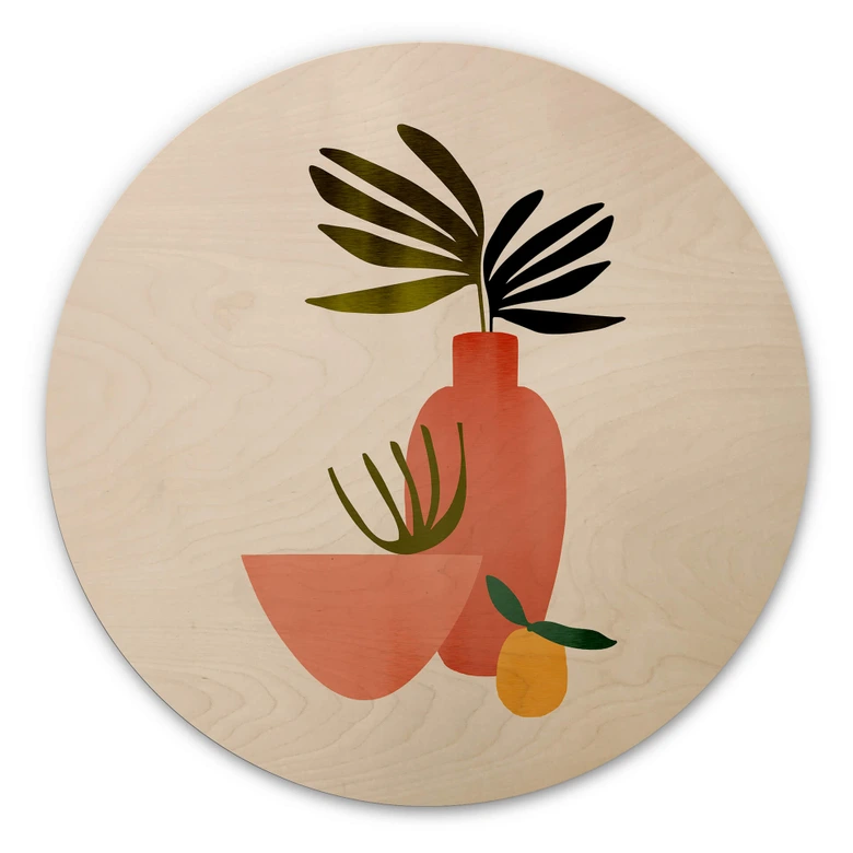 Tableau sur bois rond Kubistika Juicy Lemons 
