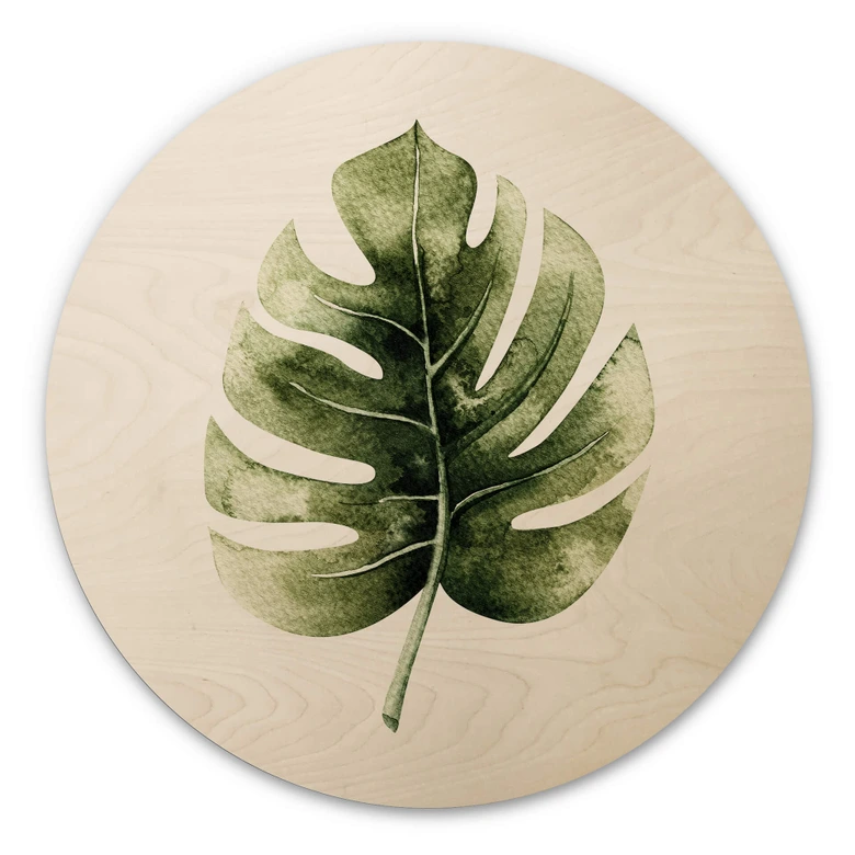 Trätavla Kvilis - Monstera Blad - Rund 