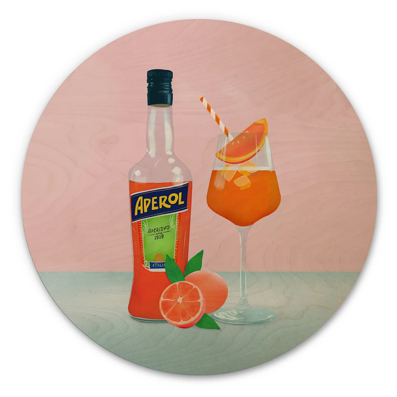 Trätavla Aperol Spritz - Lizde - Rund 