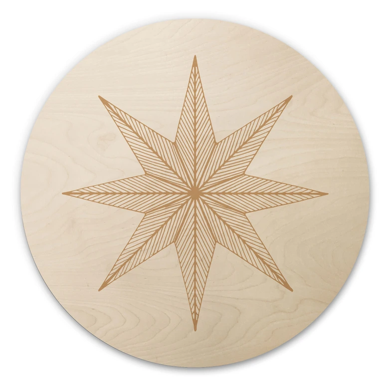 Holzbild Geometrischer Goldstern - Magnusson - Rund 