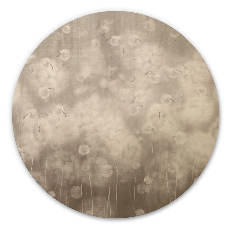 Holzbild Pusteblumen Traum in Beige - Ms Tiff - Rund 