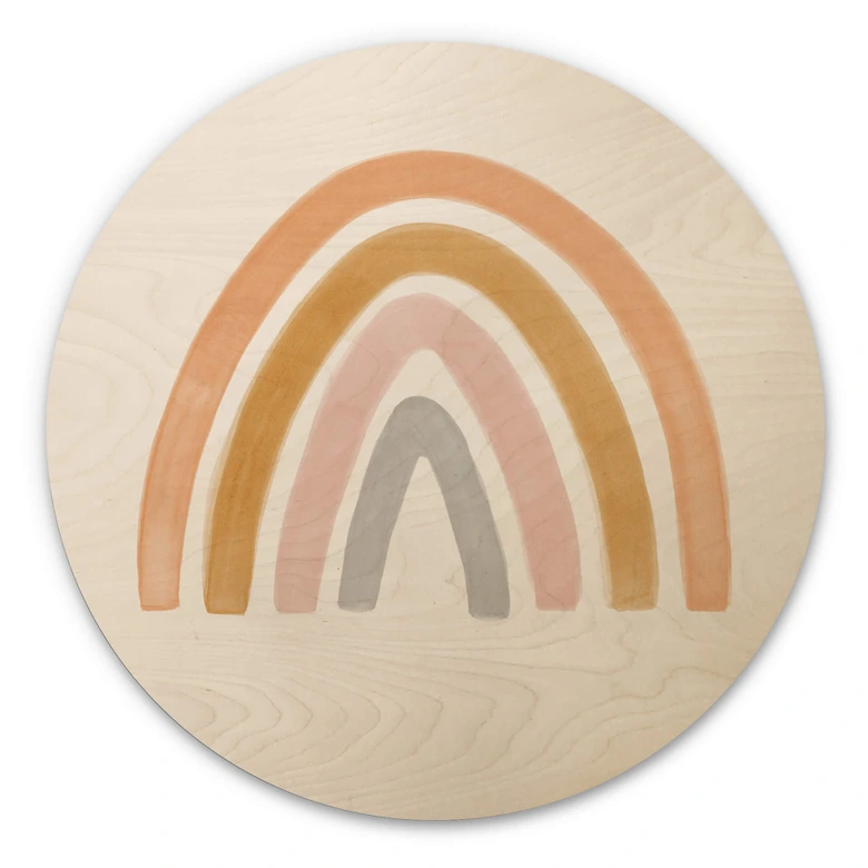 Houten Wandcirkel Nouveauprints - Bonte Regenboog 